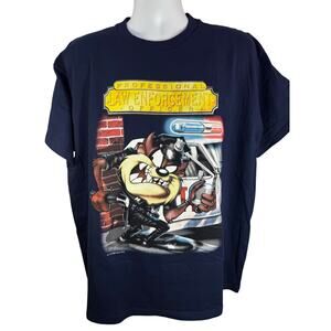 Looney Tunes Tazmanian Devil Law Enforcement Officer T-Shirt Size XL Vintage Y2K